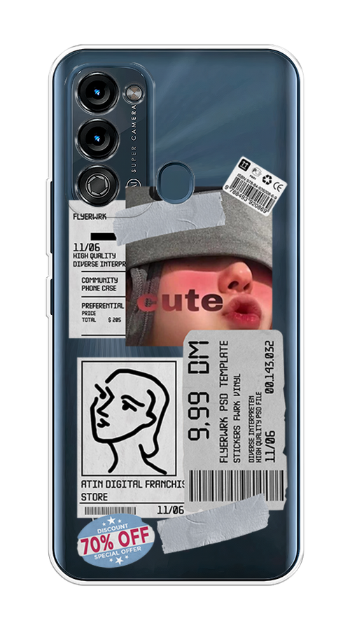 

Чехол на Itel Vision 3 "Cute girl collage", Розовый;серый;голубой, 3200850-6