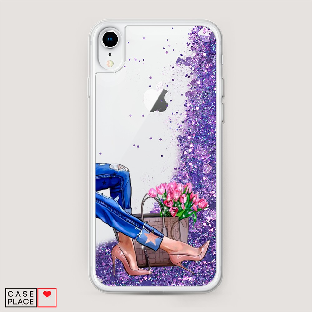 

Жидкий чехол с блестками "Каблучки" на Apple iPhone XR (10R), 12092-1