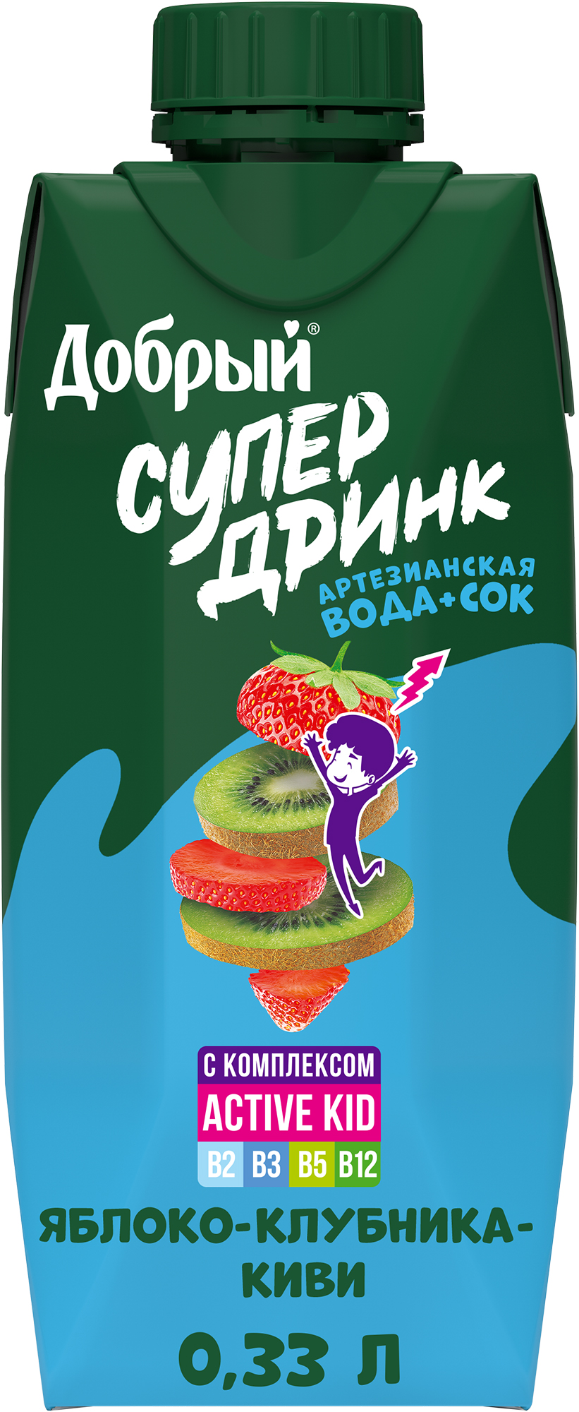 

Напиток сокосодержащий Добрый Active kid яблоко-клубника-киви 0,33 л