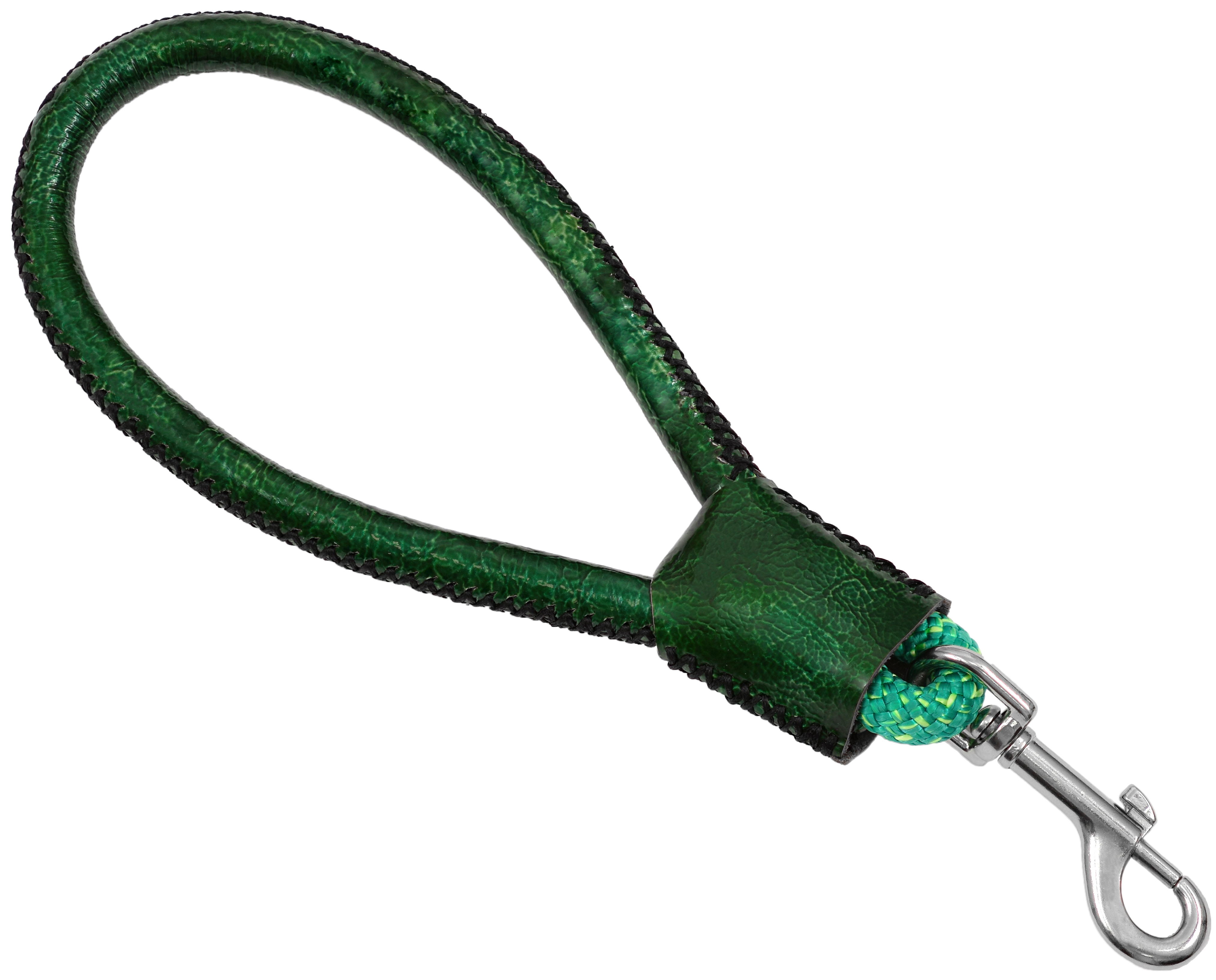 Ручка-водилка для собак Dono della, кожа, сталь, зеленый, длина 0,35 м