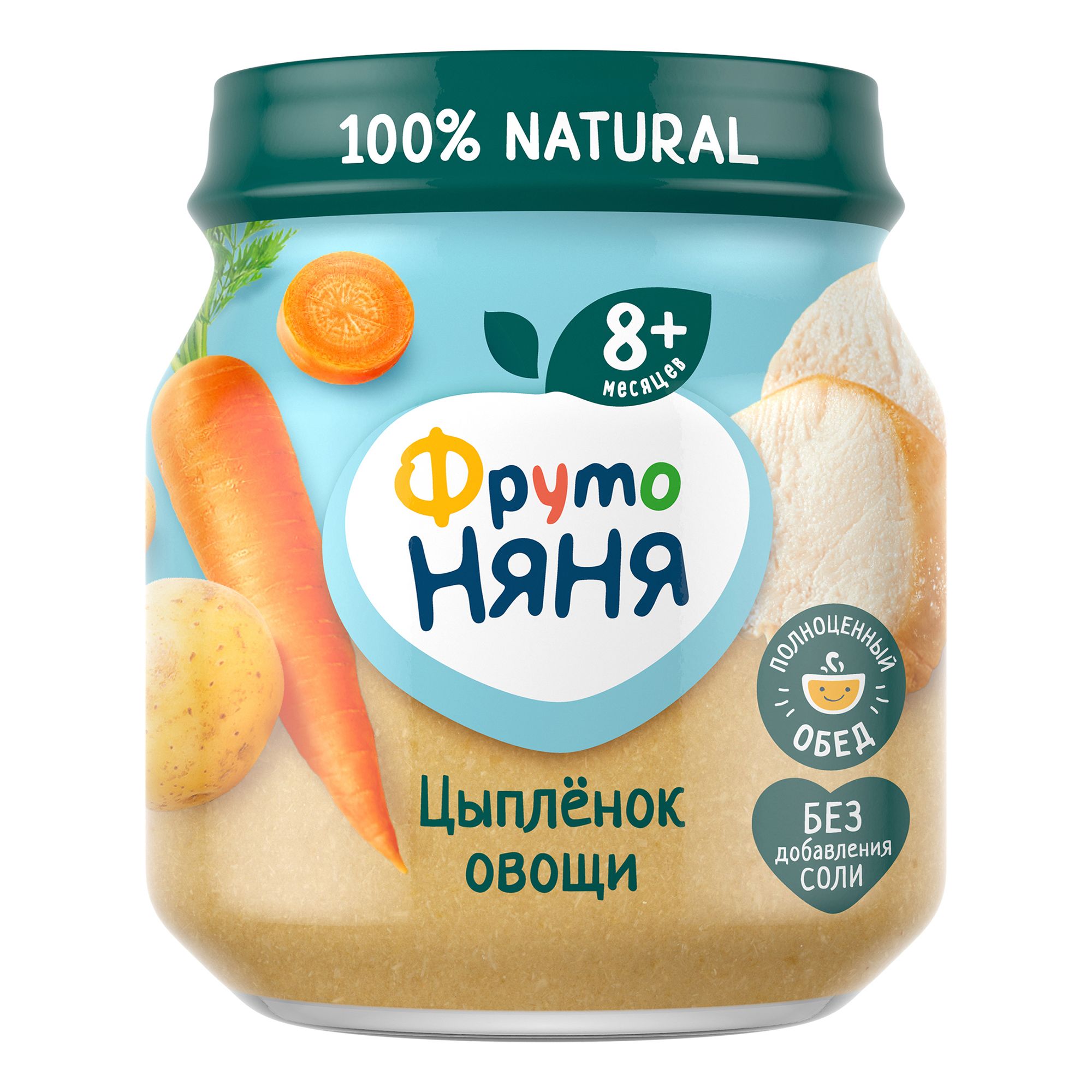 

Пюре ФрутоНяня из цыпленка с овощами 100 г, 1 шт., цыпленок овощи