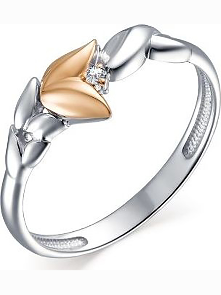 

Кольцо с 1 бриллиантом из серебра и золота р. 17,5 Алкор серебро 01-1490_000Б-00, 01-1490_000Б-00