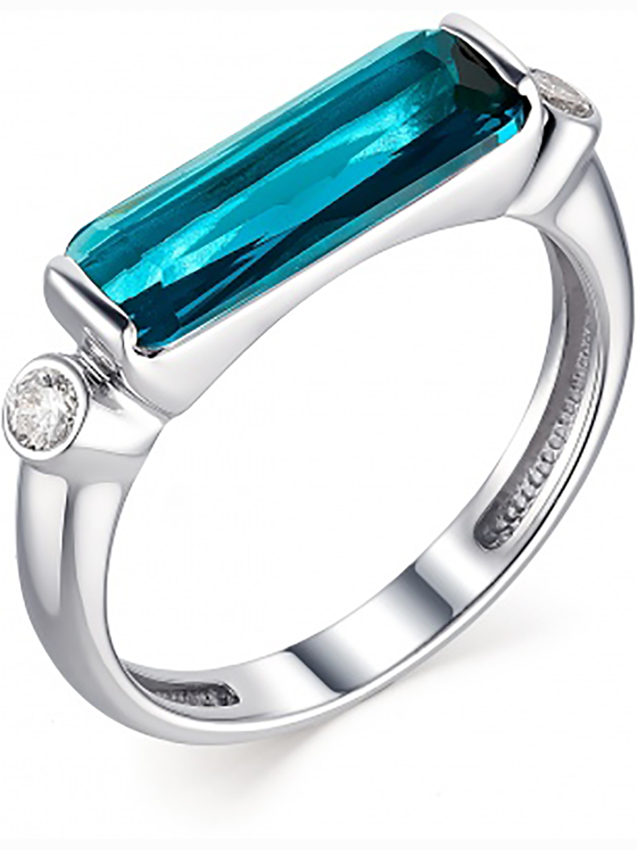 

Кольцо с топазом и фианитами из серебра р. 17 Алкор серебро 01-1642_0ТЛК-00, 01-1642_0ТЛК-00