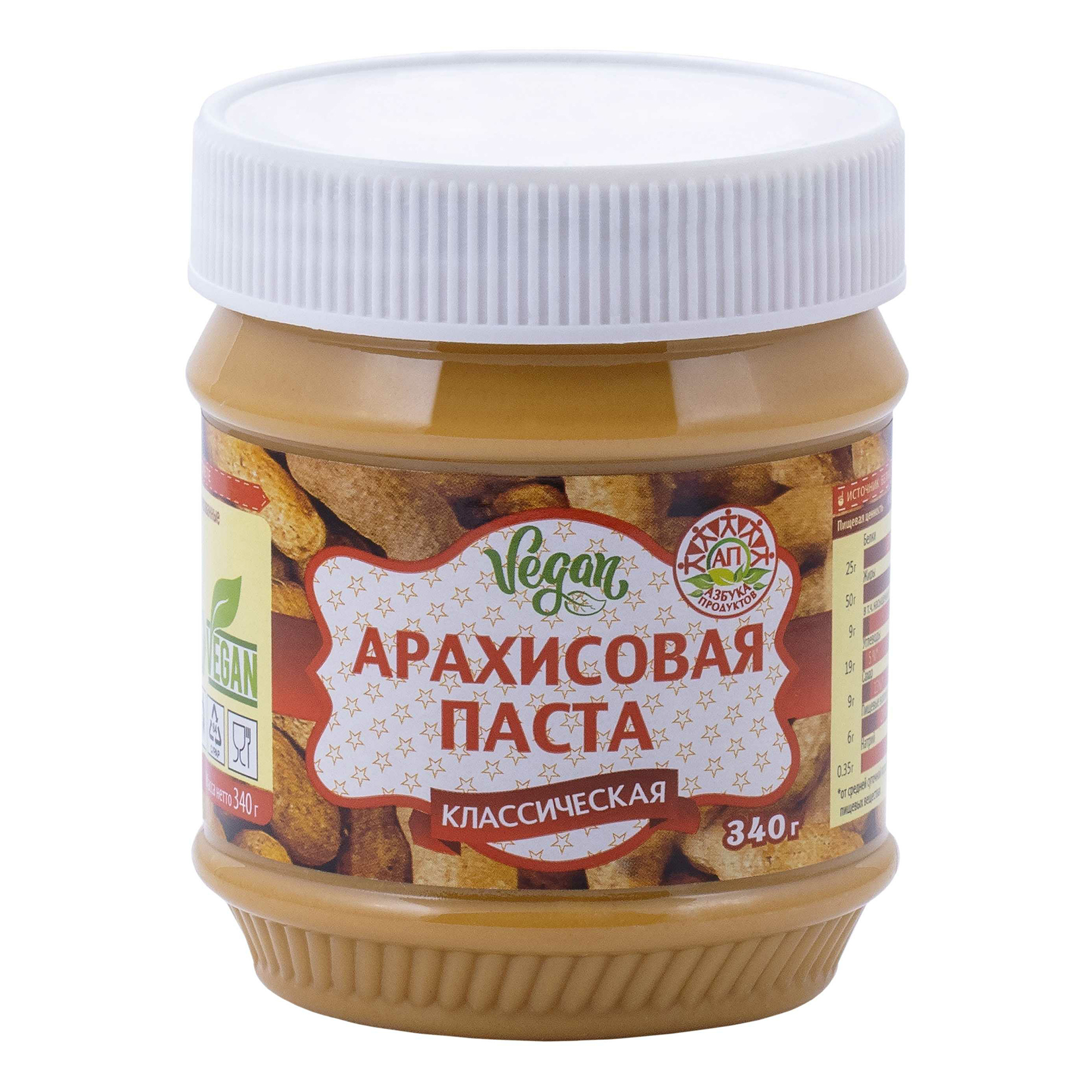 

Паста Азбука Продуктов арахисовая классическая кремовая 340 г