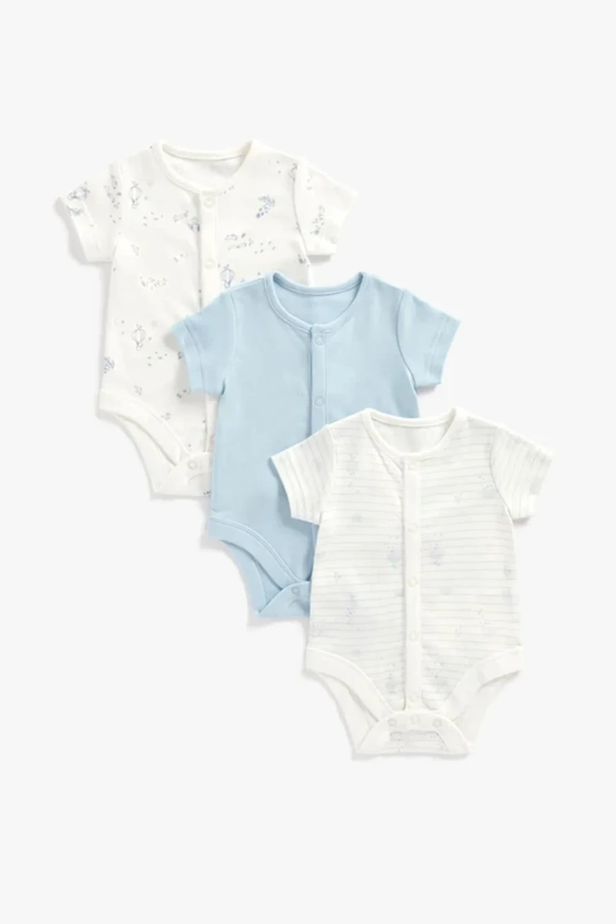 Боди детское Mothercare MC-ZA105, белый, голубой, 56, 3 шт