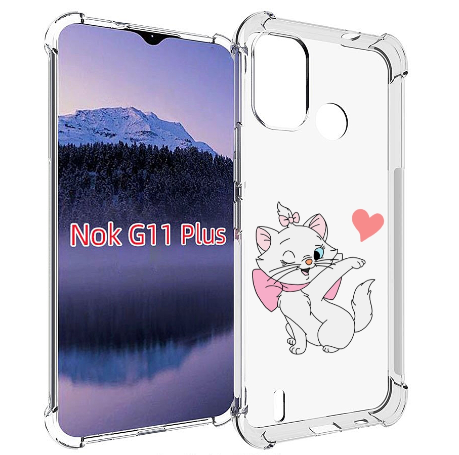 

Чехол MyPads белая-кошечка-с-сердечком женский для Nokia G11 Plus, Прозрачный, Tocco