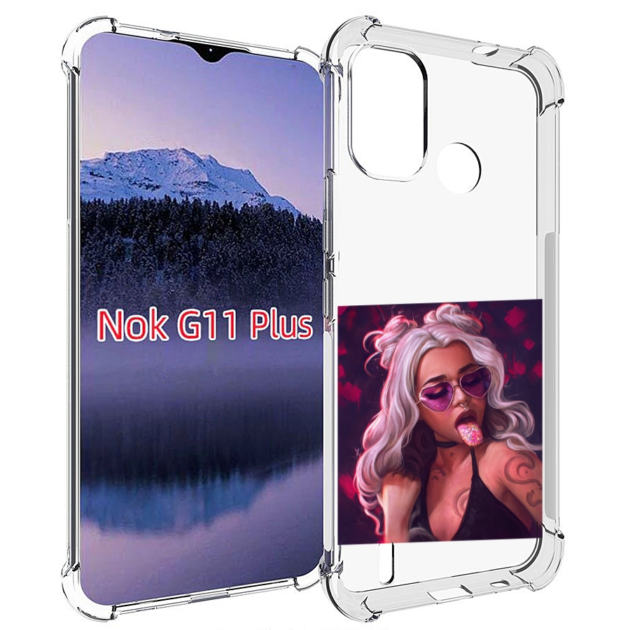 

Чехол MyPads блестящий-язык женский для Nokia G11 Plus, Прозрачный, Tocco