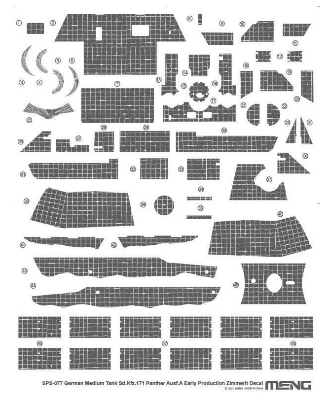 SPS-077 Декаль для имитации циммерита SdKfz171 Panther AusfA Early Production 965₽