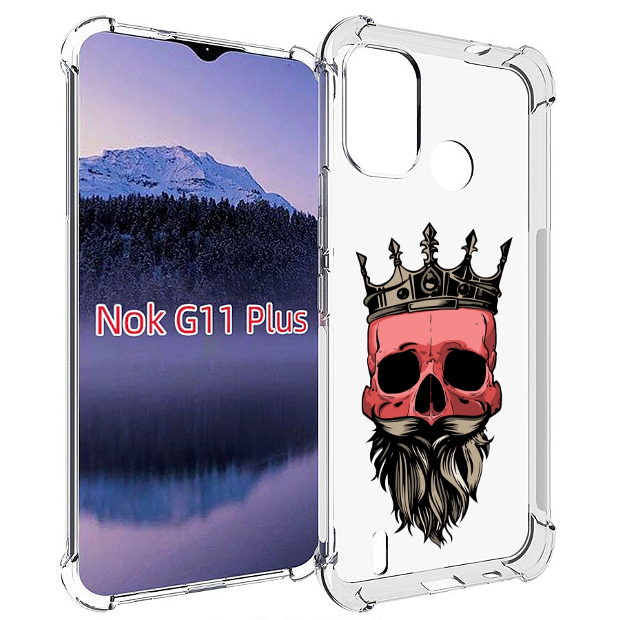 

Чехол MyPads бородатый красный череп мужской для Nokia G11 Plus, Прозрачный, Tocco