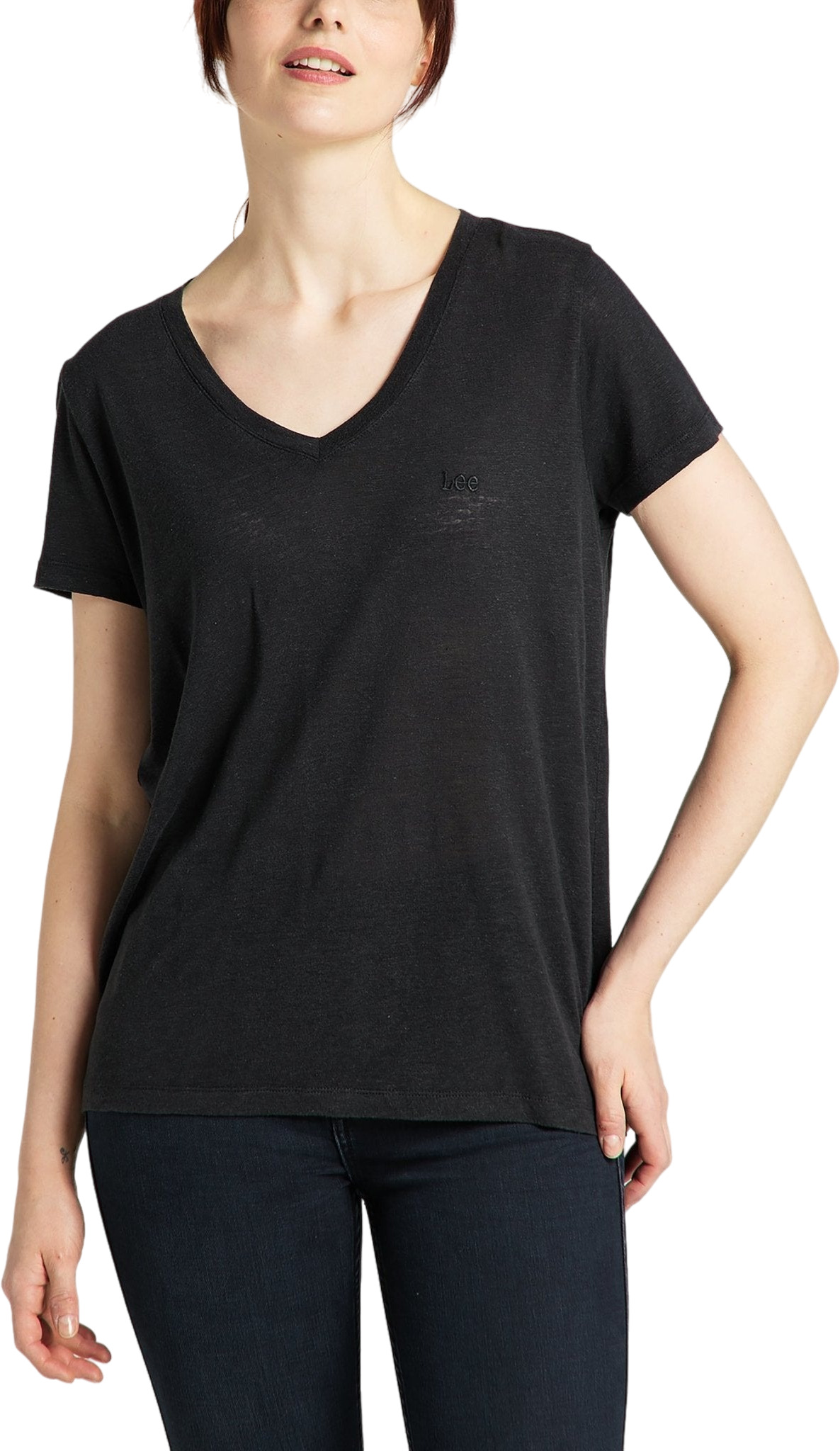 Футболка женская Lee V neck tee черная XS 1439₽