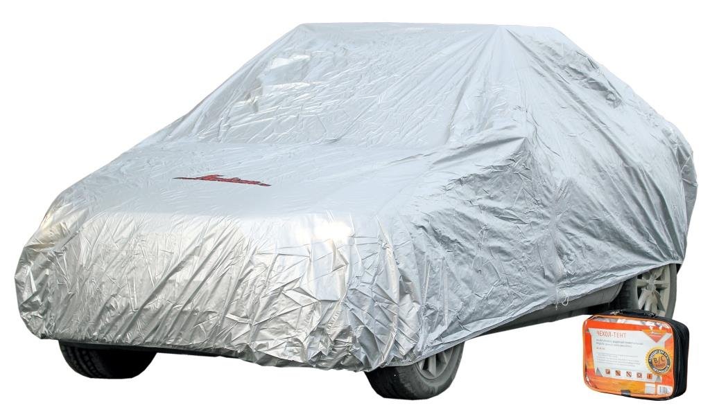Чехол-тент на автомобиль защитный, размер S (455х186х120см), цвет серый, молния для двери,
