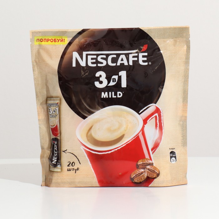 Кофе растворимый Nescafe 3 в 1 mild 14,5 г, 20 штук