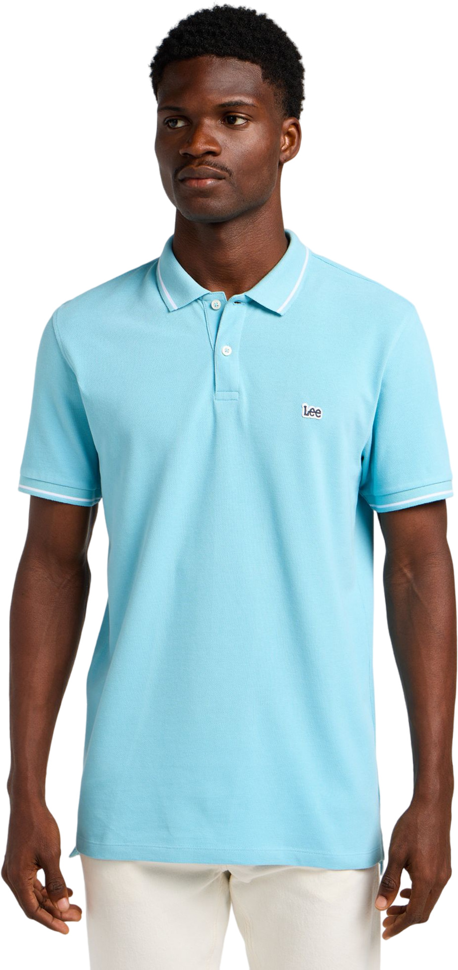 

Футболка мужская Lee Men pique polo голубая S, Голубой, Men pique polo