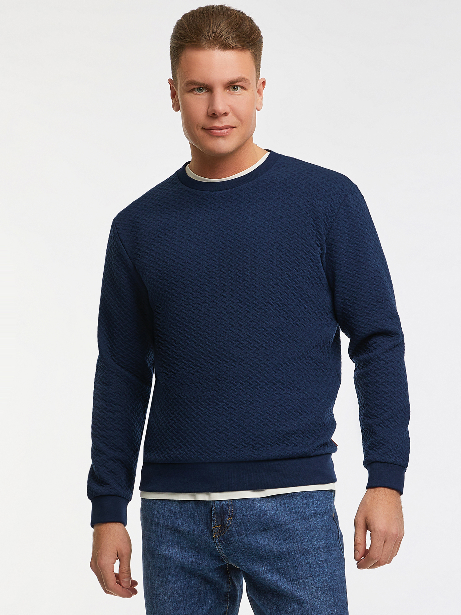 

Свитшот мужской oodji 5B113004M-2 синий 2XL, 5B113004M-2