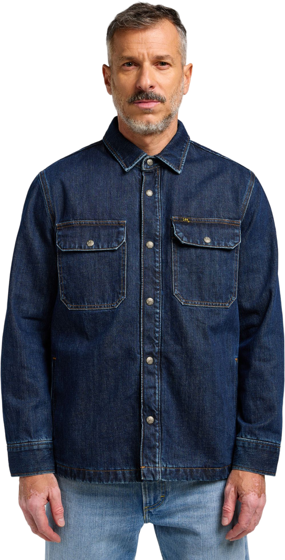 

Рубашка мужская Lee Men 101 overshirt синяя S, Синий, Men 101 overshirt