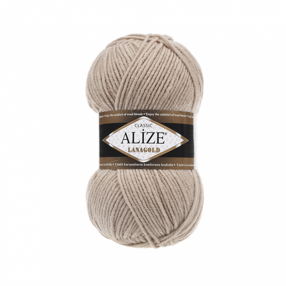 

Пряжа Alize LanaGold, шерсть, акрил, 5х100 г, 240 м, цвет 005 бежевый