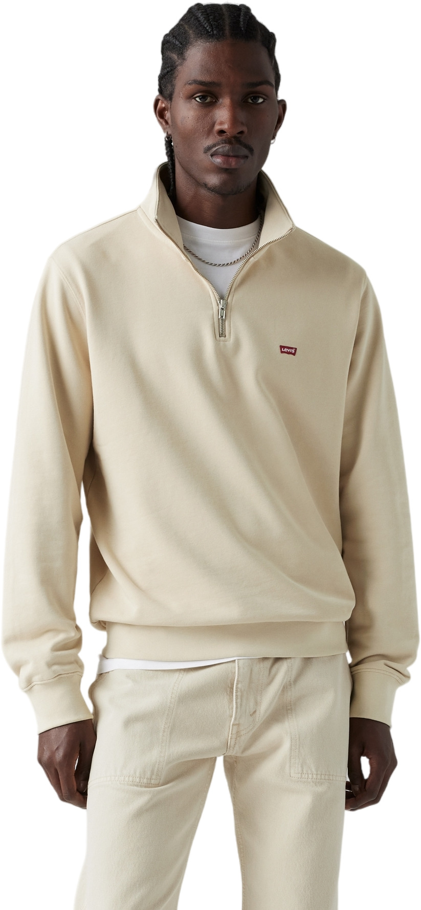 

Свитшот мужской Levi's Men original housemark quarter-zip pullover бежевый M, Men original housemark quarter-zip pullover