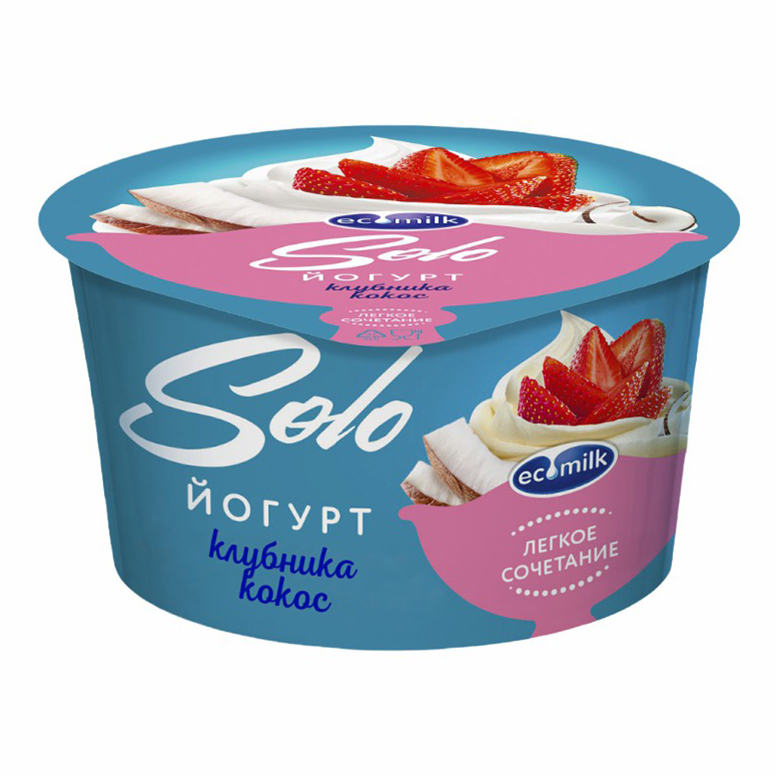 

Йогурт Экомилк Solo с клубникой и кокосом 4,2% БЗМЖ 130 г