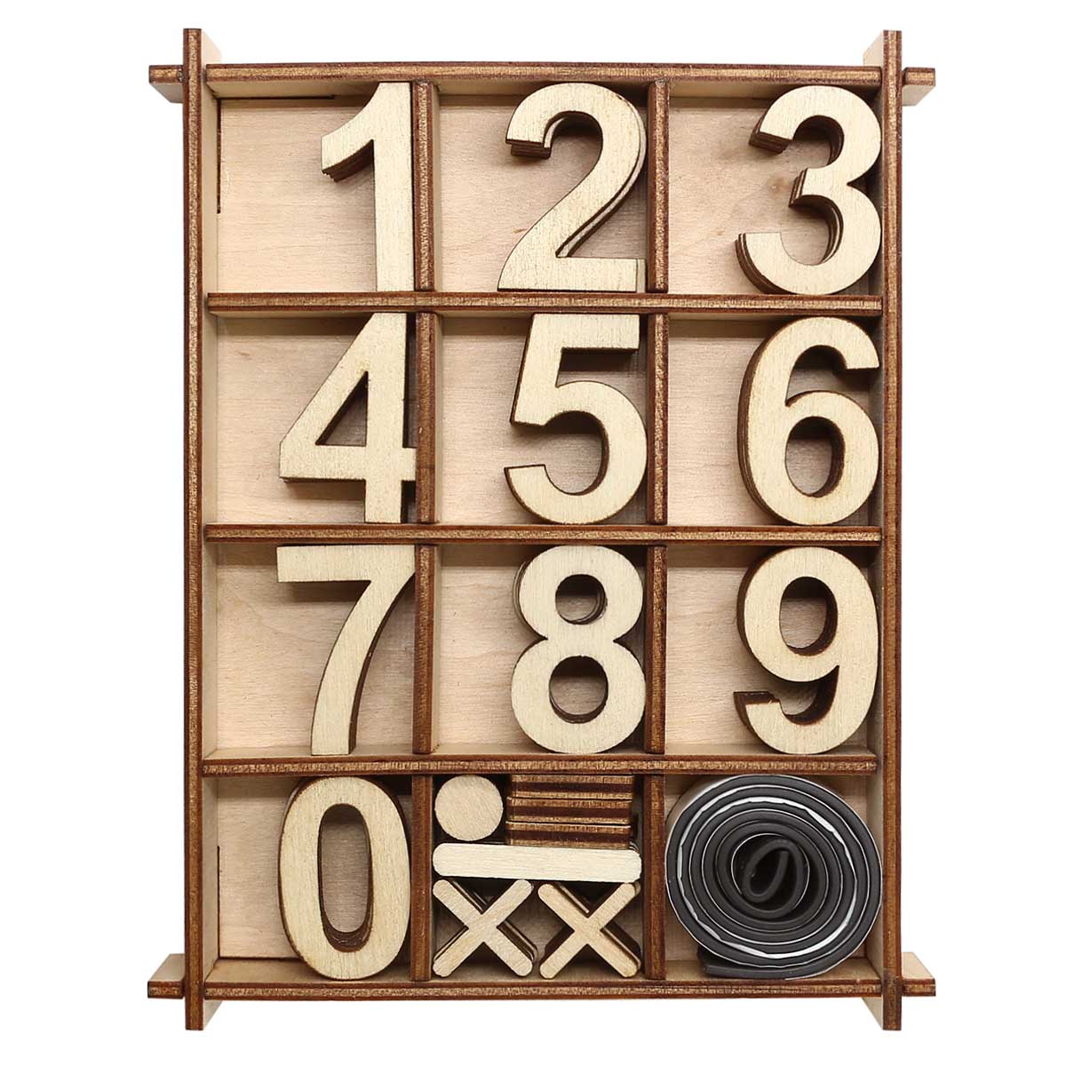 фото L-1175 деревянная заготовка астра набор цифр 48 шт. в коробке, 11,3х14,6 см