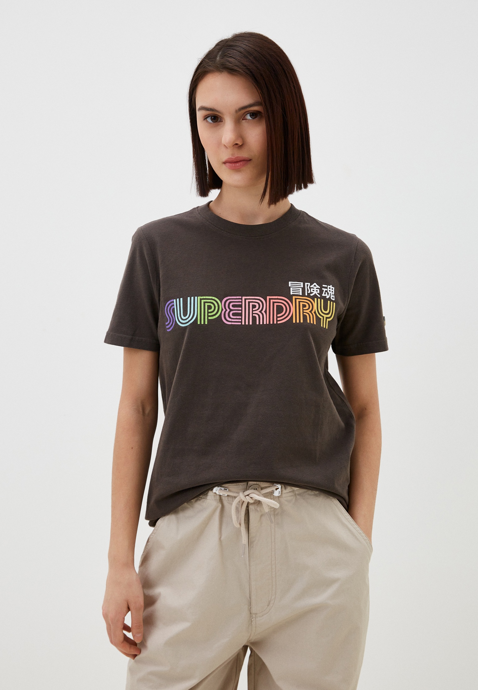 

Футболка женская Superdry W1011213A коричневая 8 UK, Коричневый, W1011213A