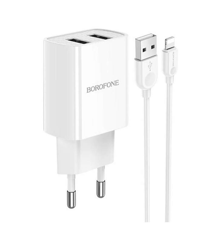 

Сетевое зарядное устройство Borofone BA53A, 2xUSB, 2.1 А, кабель microUSB, белое