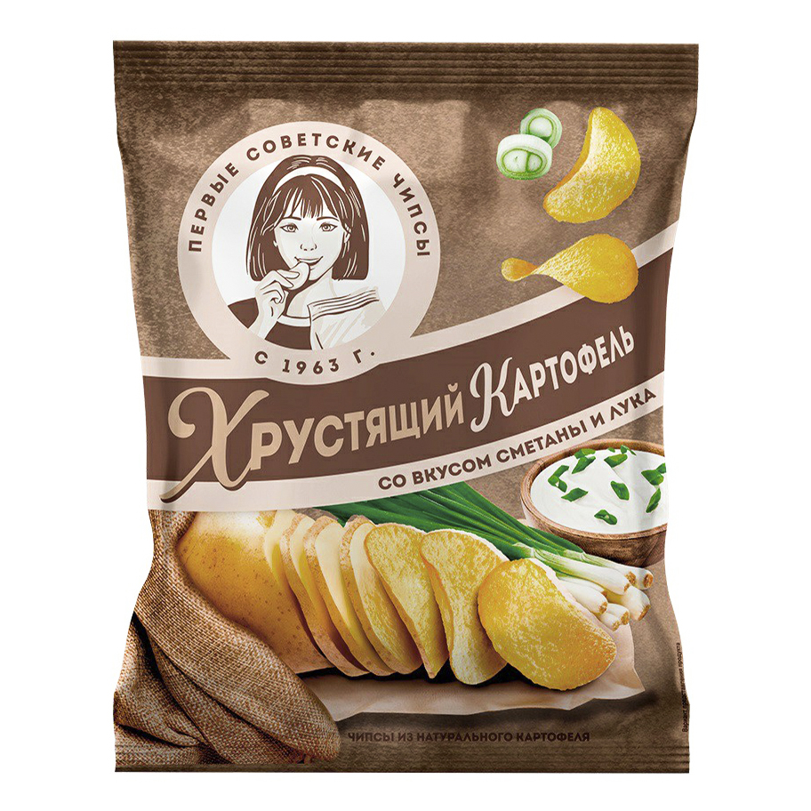 Чипсы картофельные Хрустящий картофель со вкусом сметаны и лука 160 г