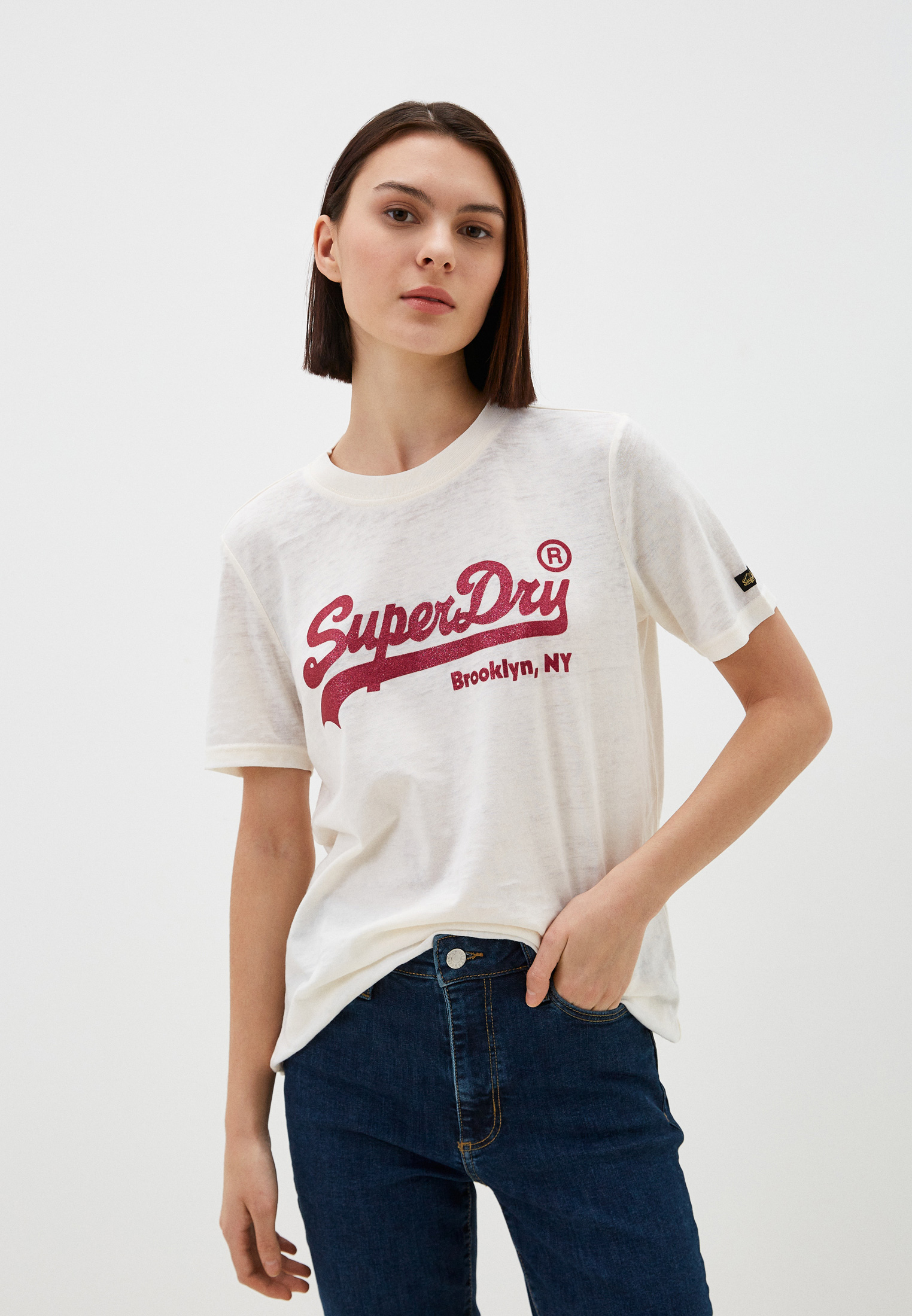 

Футболка женская Superdry W1011246A белая 6 UK, Белый, W1011246A