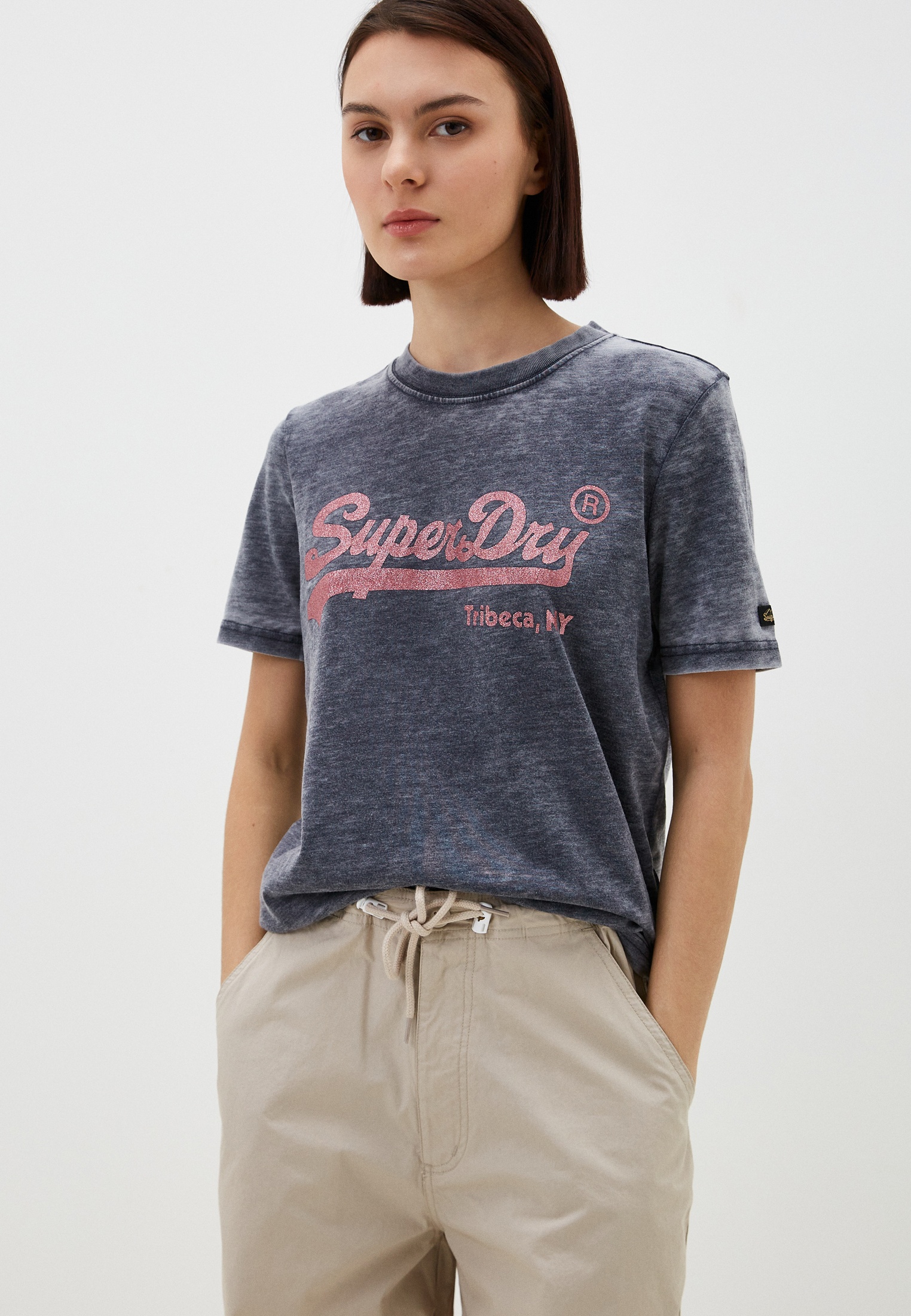 

Футболка женская Superdry W1011246A серая 10 UK, Серый, W1011246A