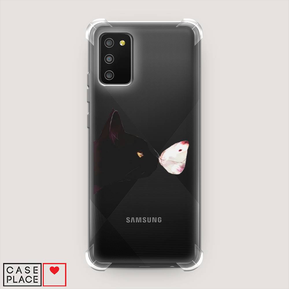 фото Чехол awog "черный кот и бабочка" для samsung galaxy a02s