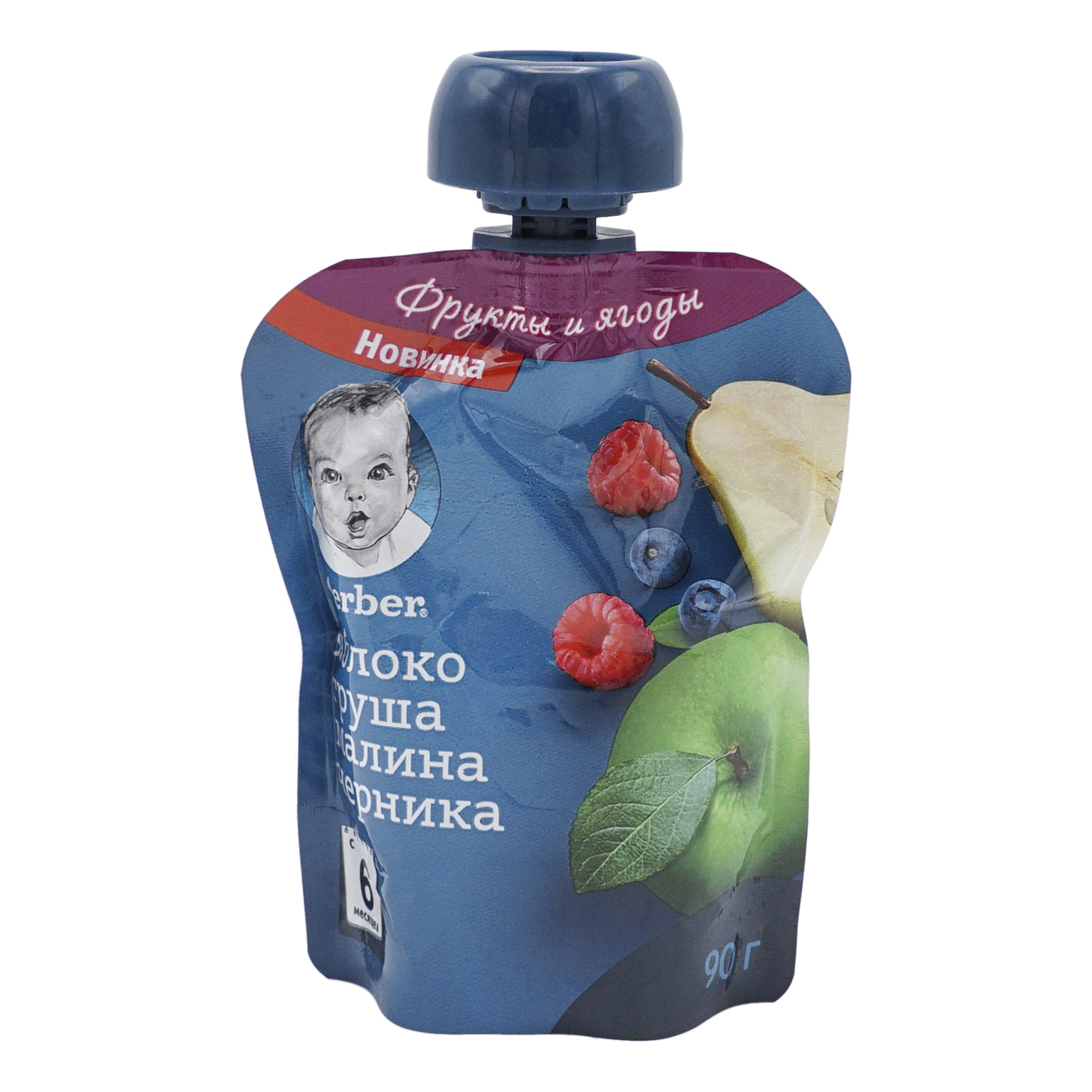 

Пюре Gerber фруктово-ягодное яблоко-груша-малина-черника c 6 месяцев 90 г