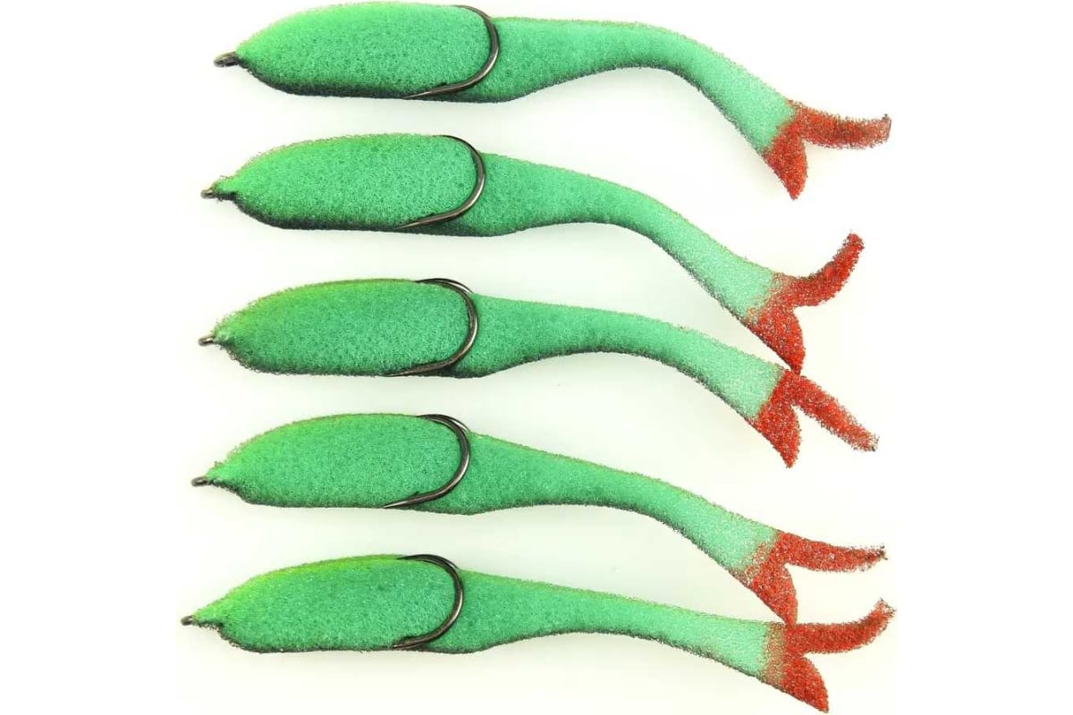 

Поролоновая рыбка YAMAN Devious Minnow на двойнике, р. 105 мм, цвет 17 UV (5 шт.), Зеленый;красный