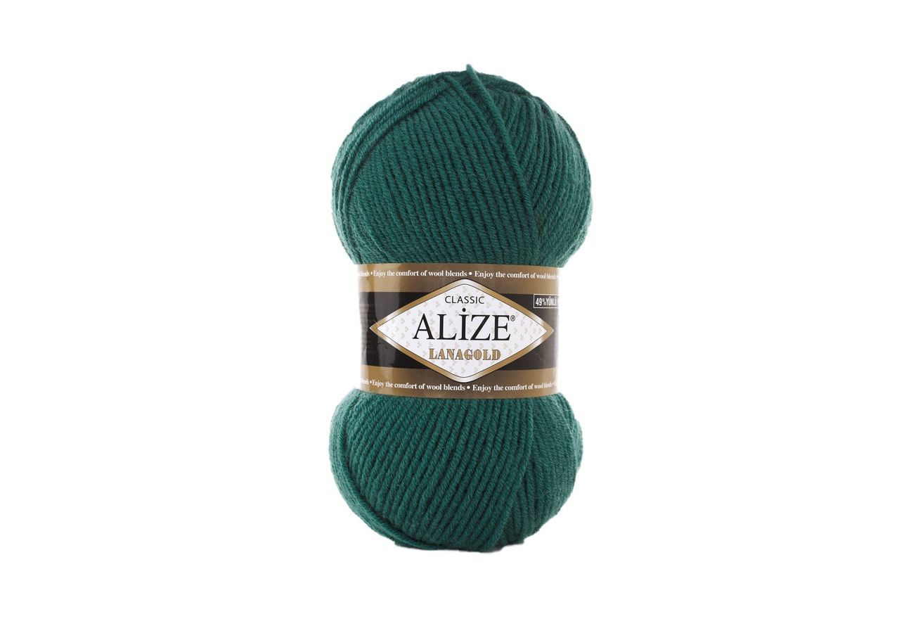 

Пряжа Alize LanaGold, 49% шерсть, 51% акрил, 500 гр, 240 м, цвет античный зеленый