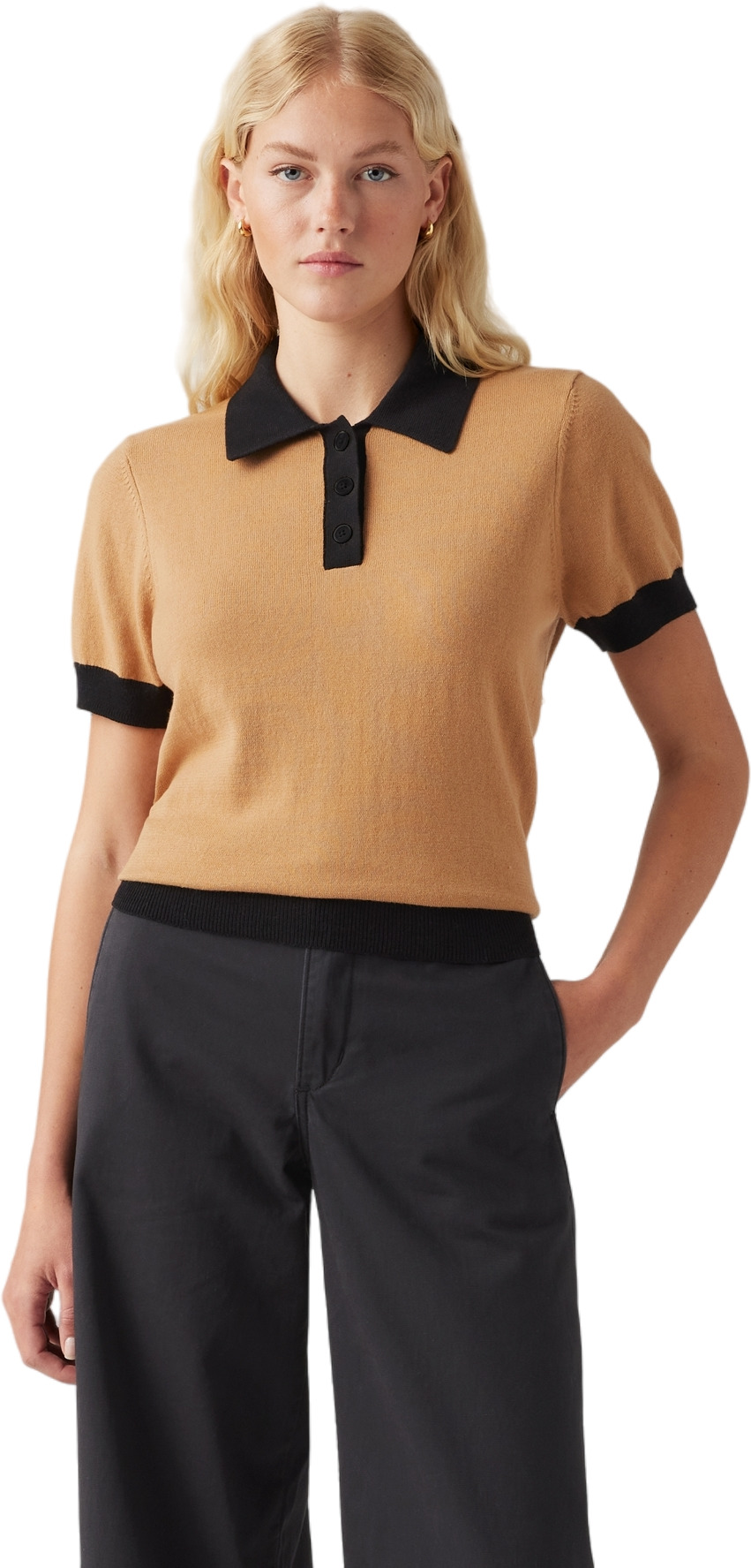 

Джемпер женский Levi's Oxford comma polo shirt бежевый XS, Oxford comma polo shirt