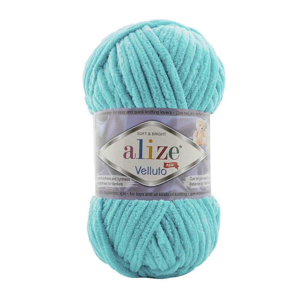 

Пряжа Alize Velluto, микрополиэстер, 5х100 г, 68 м, цвет 490 свето-бирюзовый