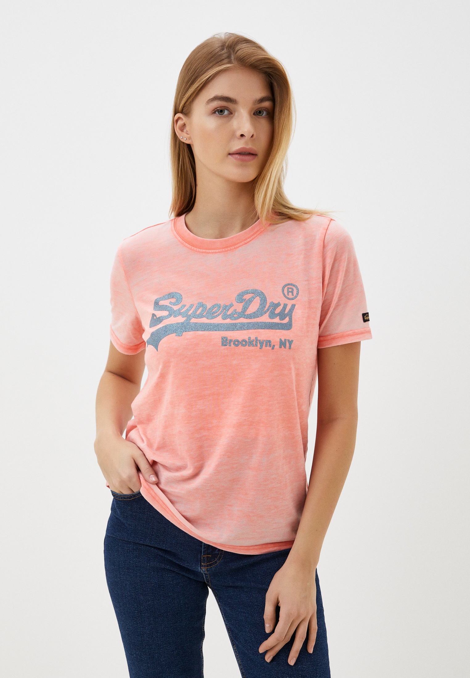 

Футболка женская Superdry W1011246A розовая 10 UK, Розовый, W1011246A