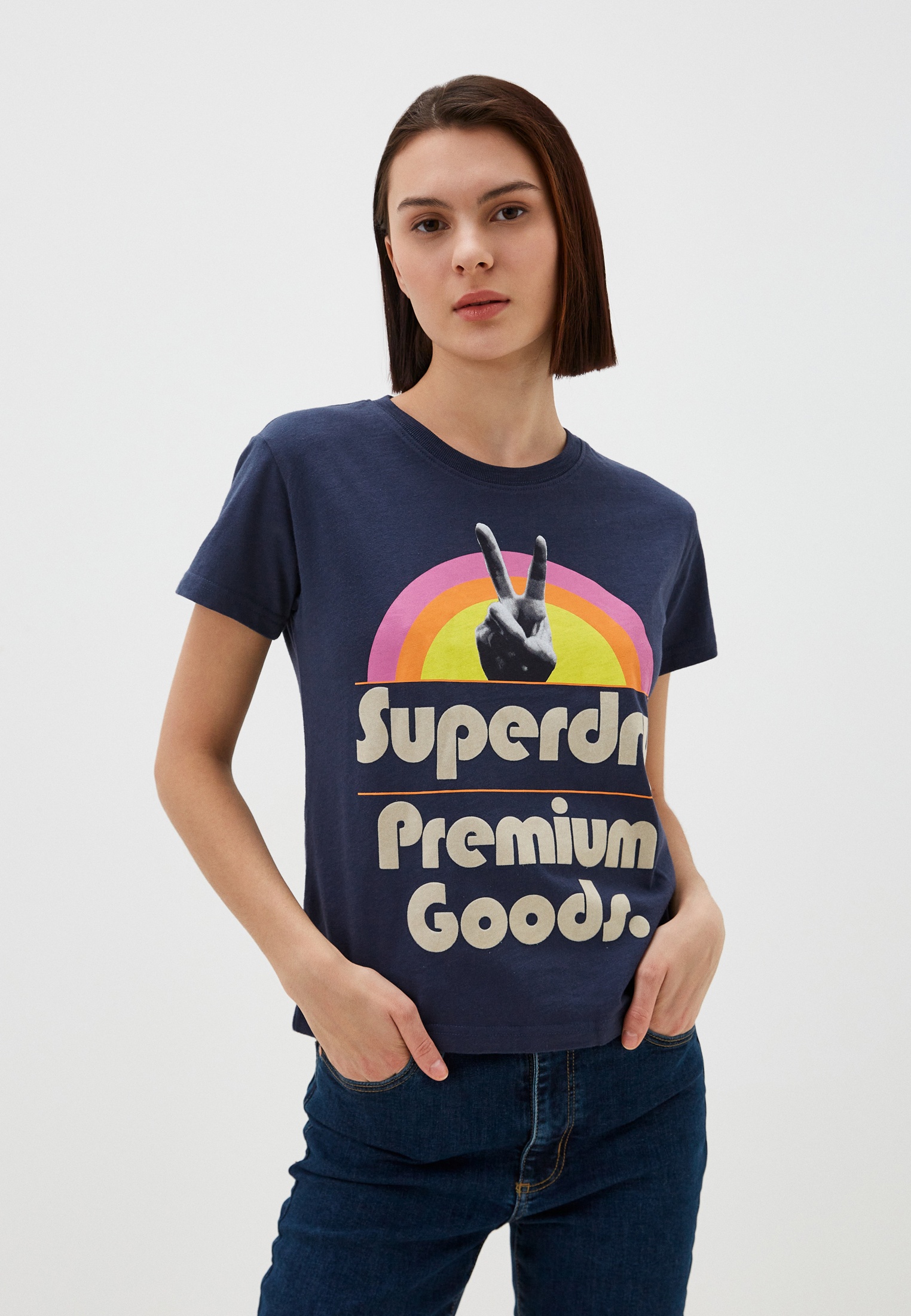 

Футболка женская Superdry W1011252A синяя 6 UK, Синий, W1011252A