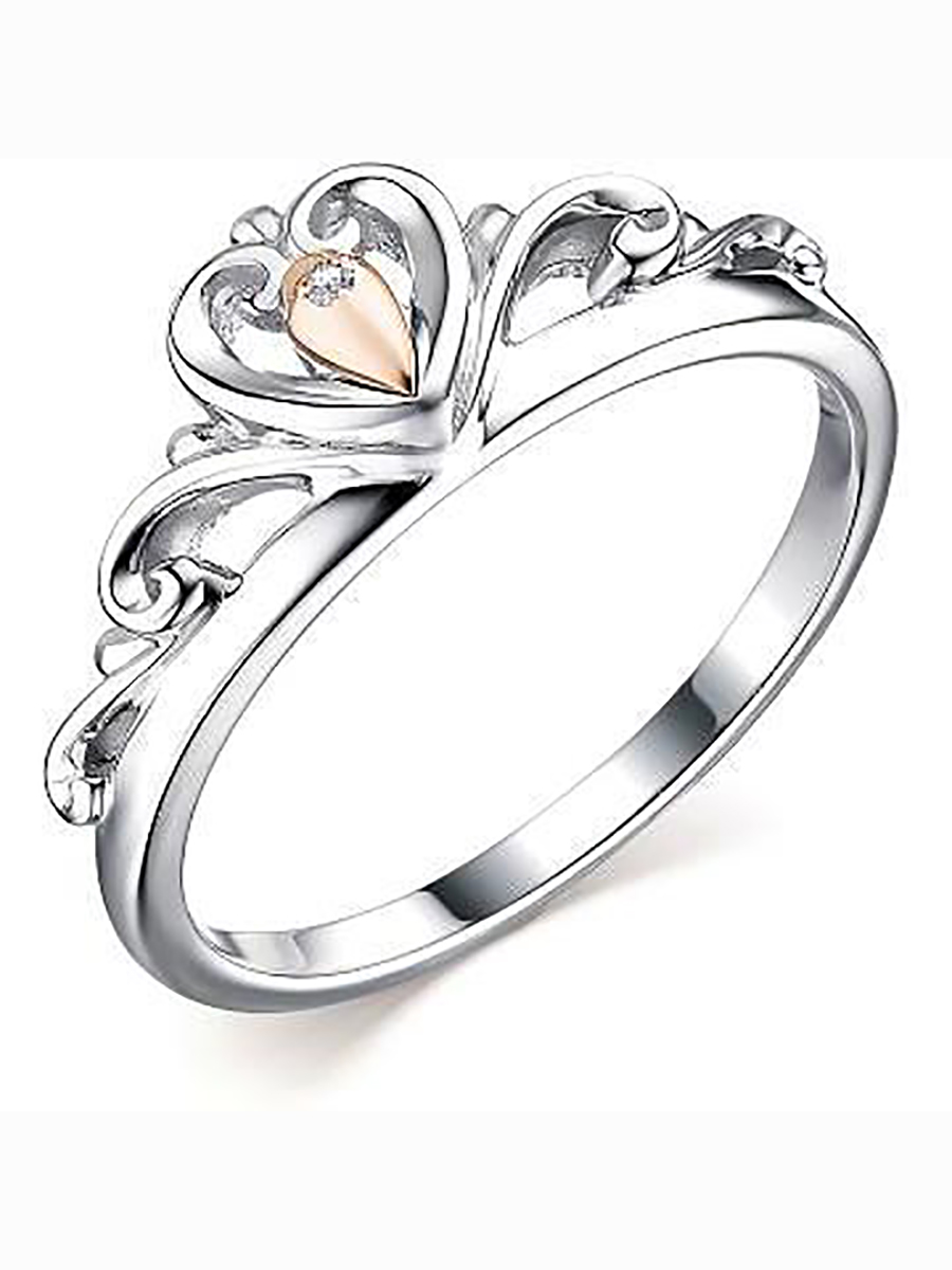 

Кольцо с 1 бриллиантом из серебра и золота р. 16 Алкор серебро 01-1958_000Б-00, 01-1958_000Б-00