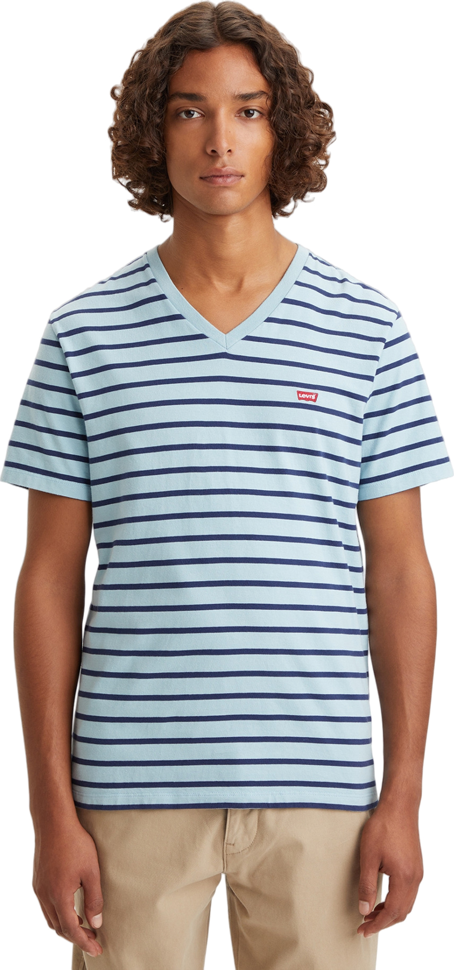 

Футболка мужская Levi's Men original housemark v-neck tee голубая XS, Голубой, Men original housemark v-neck tee