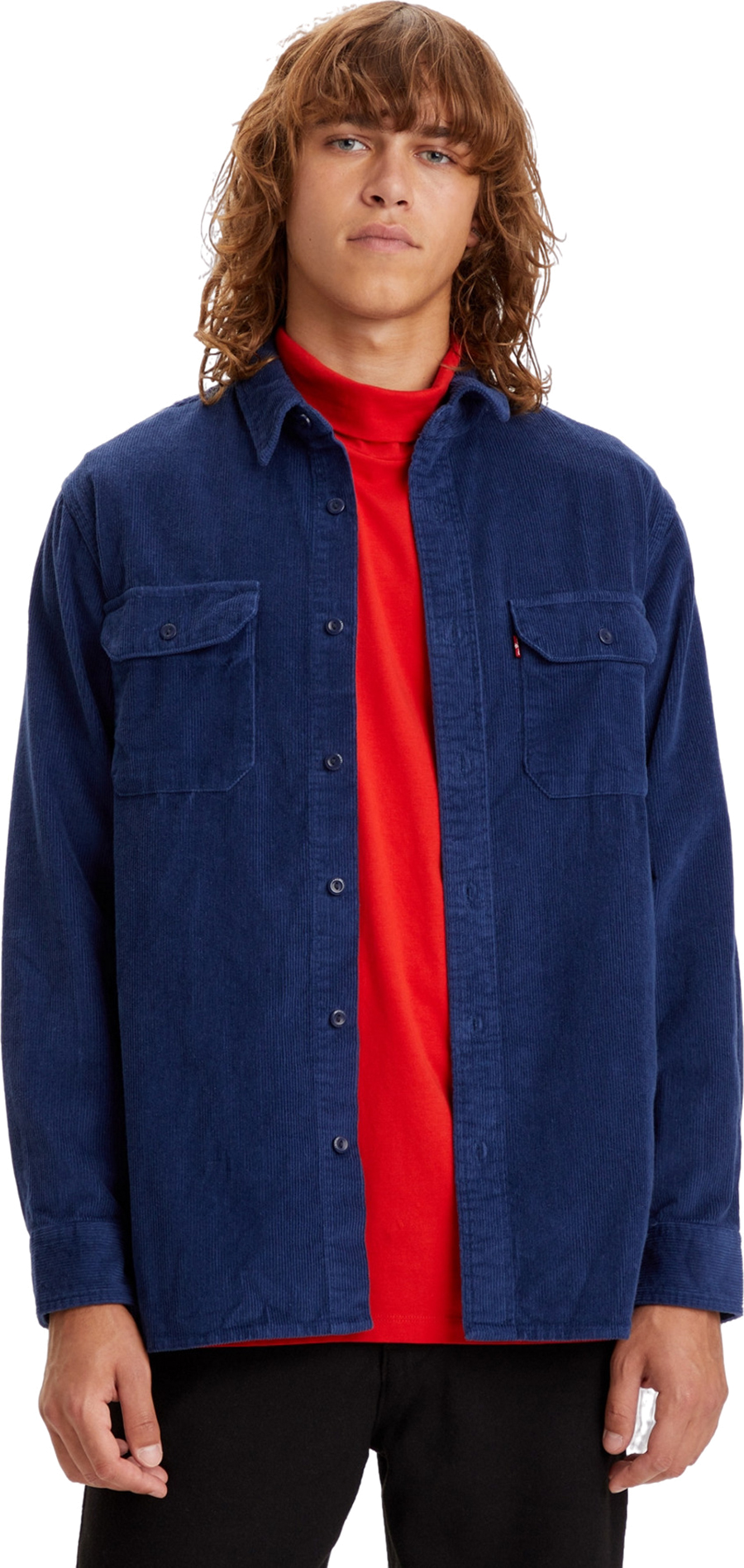 

Рубашка мужская Levi's Men classic worker corduroy shirt синяя L, Синий, Men classic worker corduroy shirt