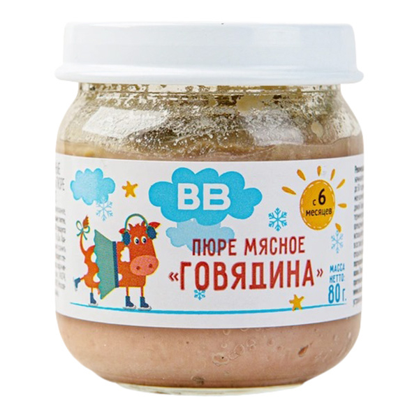 Пюре мясное ВкусВилл Говядина с 6 месяцев 80 г