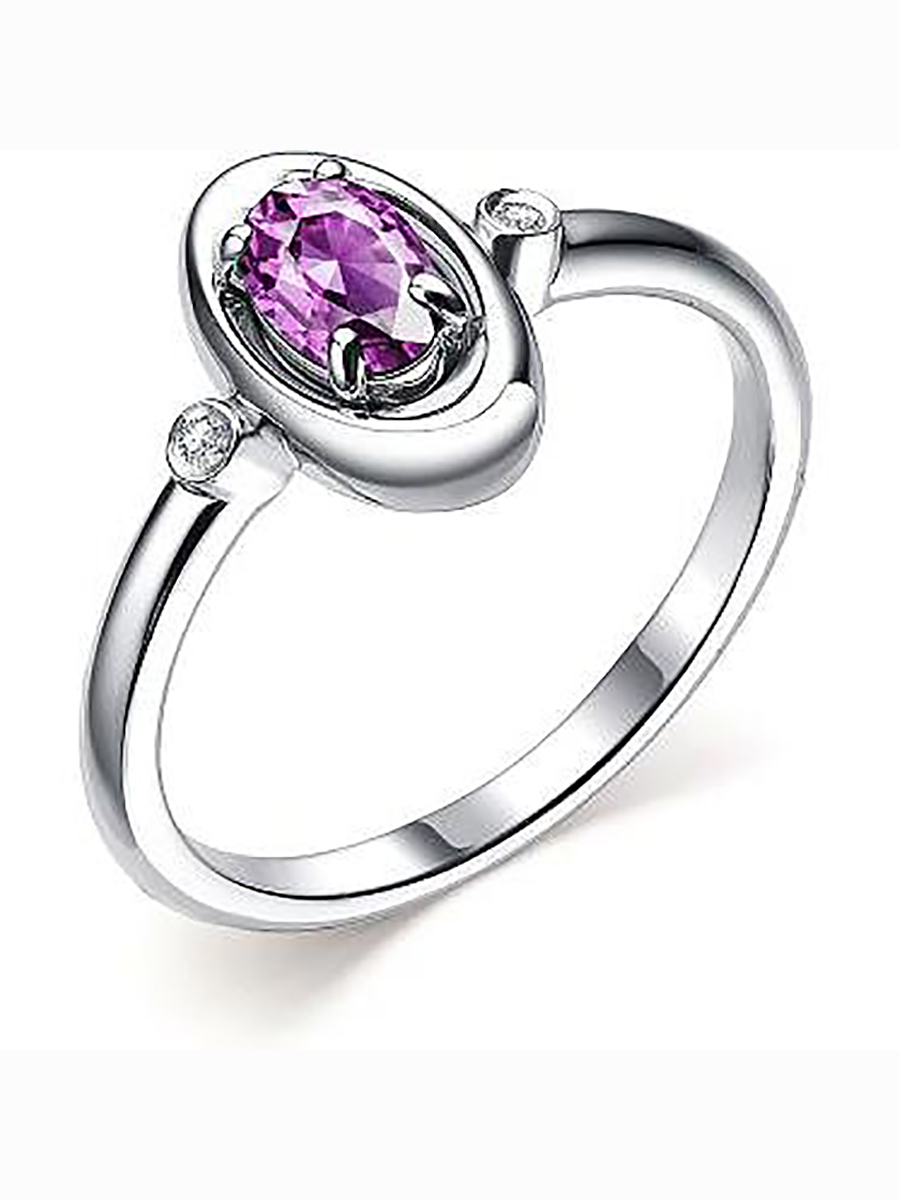 

Кольцо с аметистом и фианитами из серебра р. 15,5 Алкор серебро 01-2192_00АМ-00, 01-2192_00АМ-00