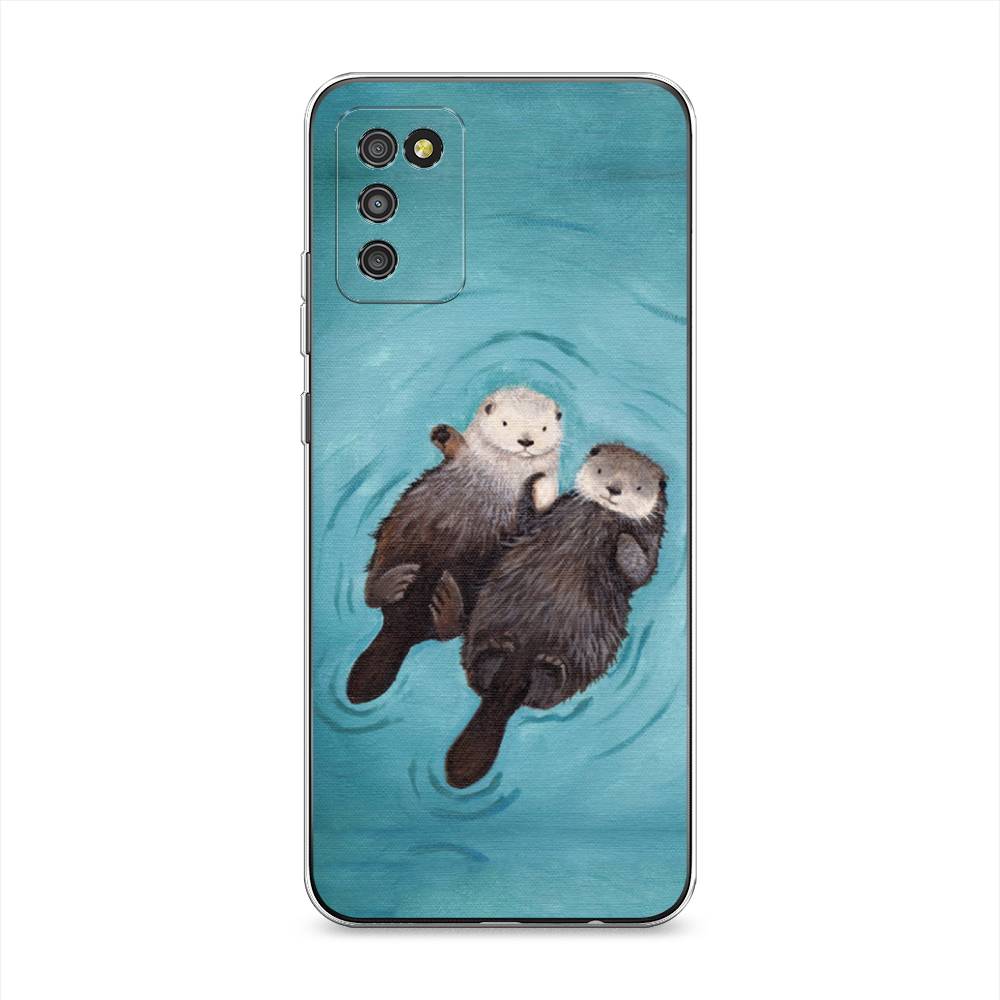 

Чехол Awog на Samsung Galaxy A02s / Самсунг A02s "Парочка бобров", Голубой, 2102350-10