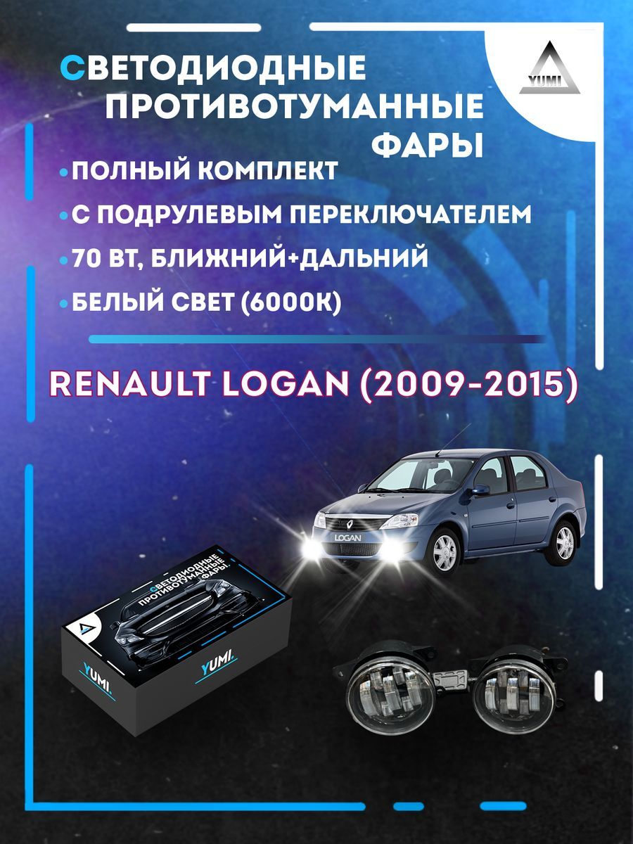 

Противотуманные фары YUMI Renault Logan (2009-2015) с переключателем 70 Вт (ближ.+дальн.)