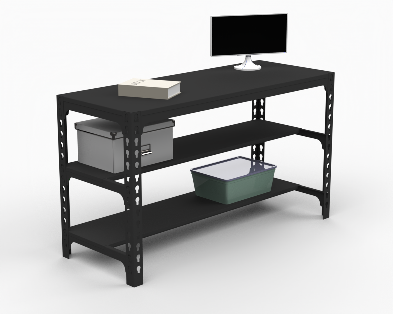 

Стол металлический Metalex 112297 750х1200х500, две полки, чёрный