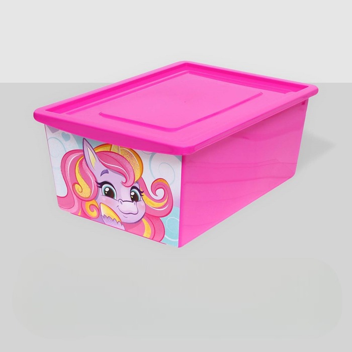 Ящик для игрушек с крышкой, «Радужные единорожки», объём 30 л, цвет маджента ящик для игрушек с крышкой принцесса объём 30 л белый