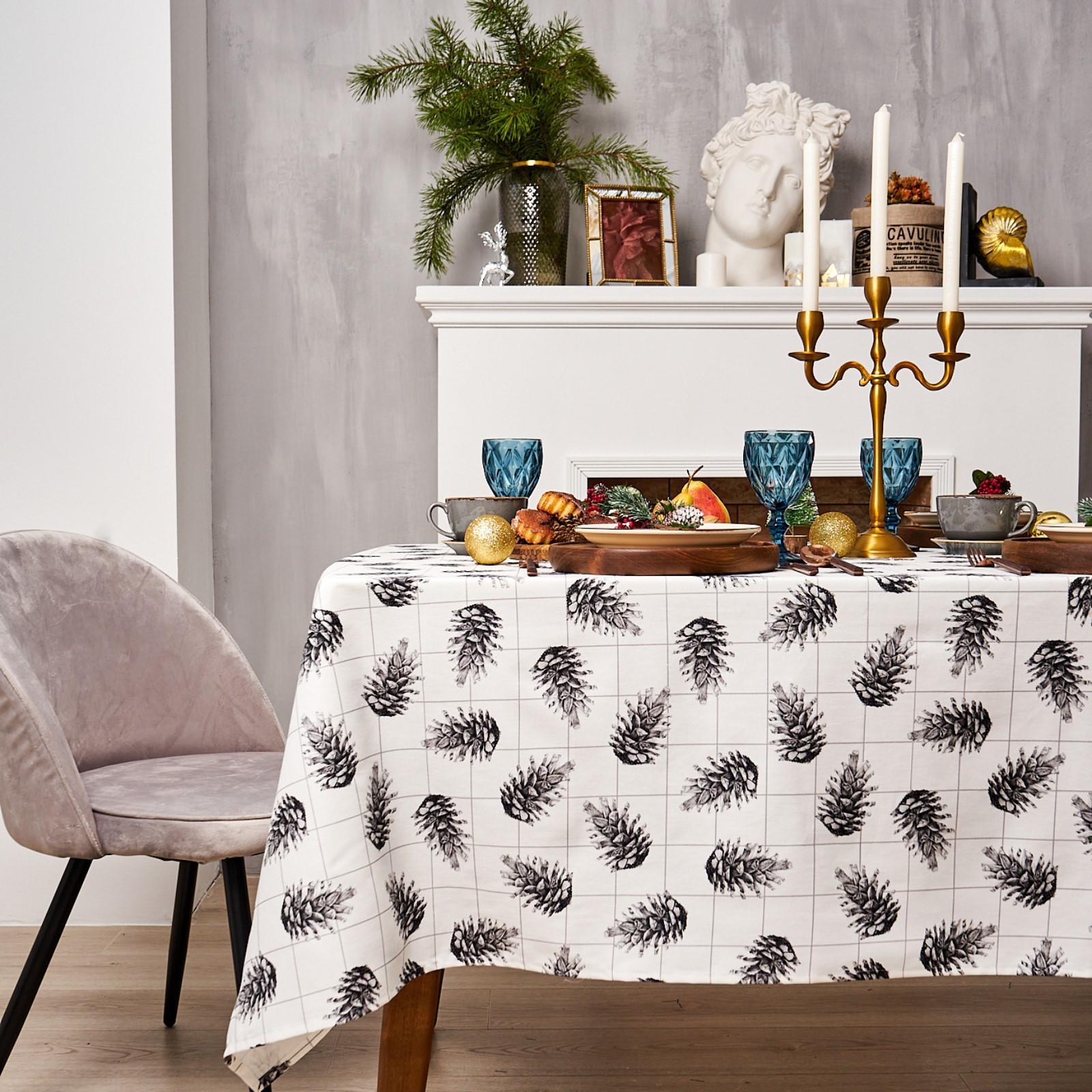 

Скатерть Этель Christmas 150х250 см, 100% хл, саржа 190 г/м2, Белый;коричневый