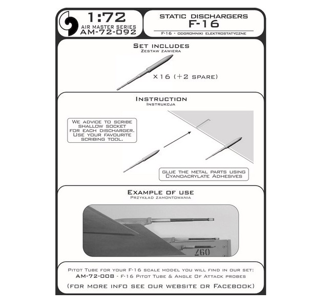 AM-72-092 Дополнение для моделей Static dischargers for F-16 16pcs2spare 100042748832