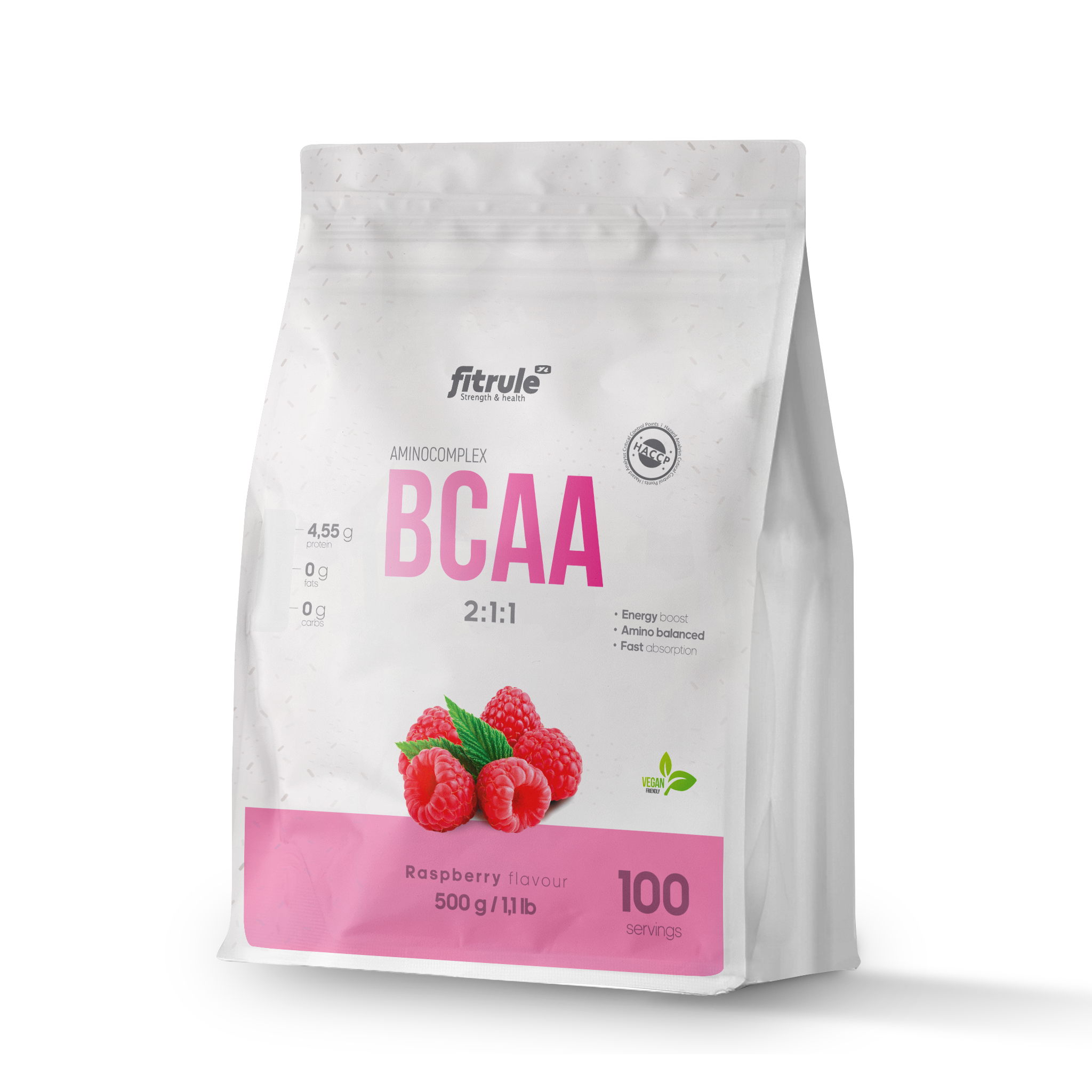 Аминокислоты Fitrule BCAA Powder малина, 500 г