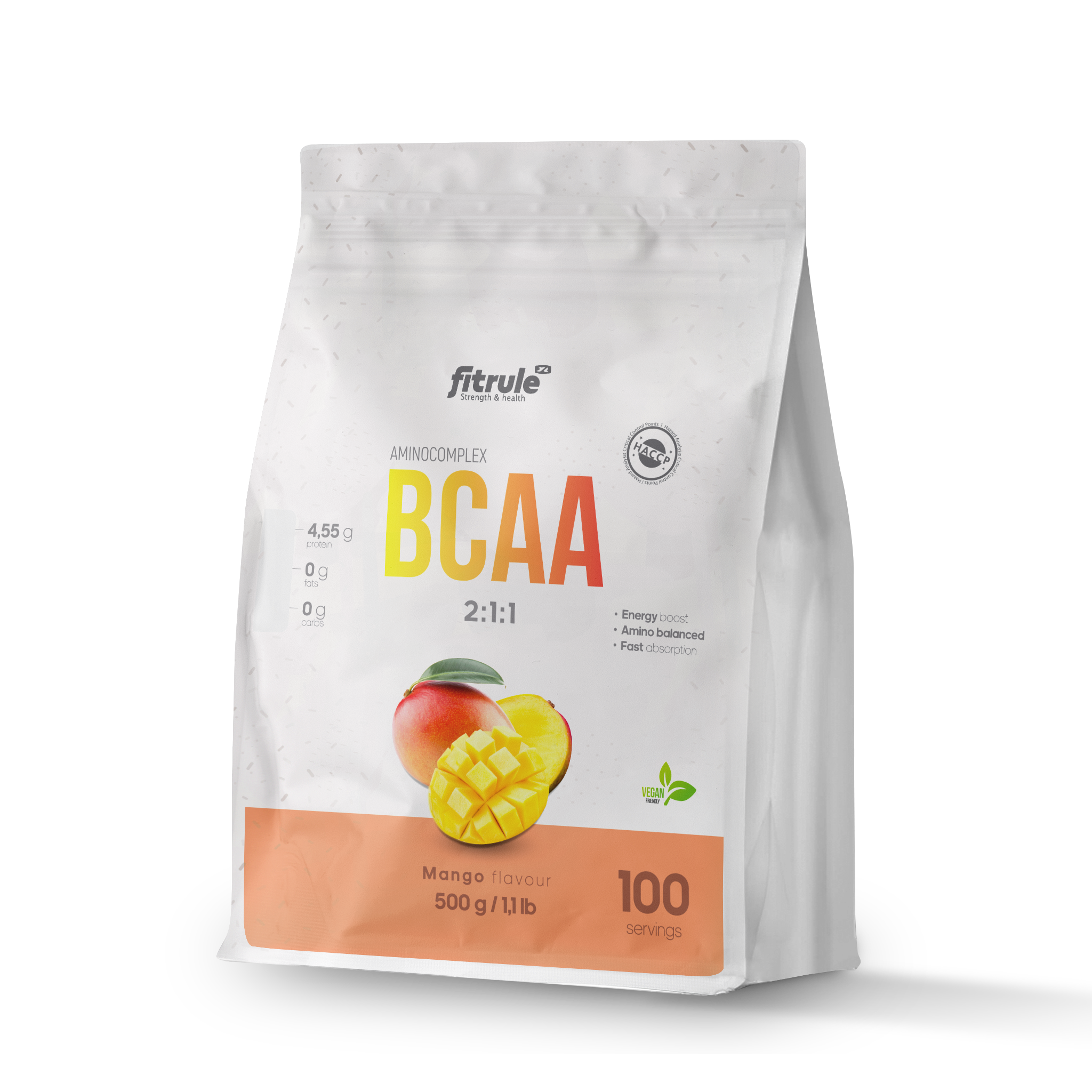 Аминокислоты Fitrule BCAA Powder манго, 500 г