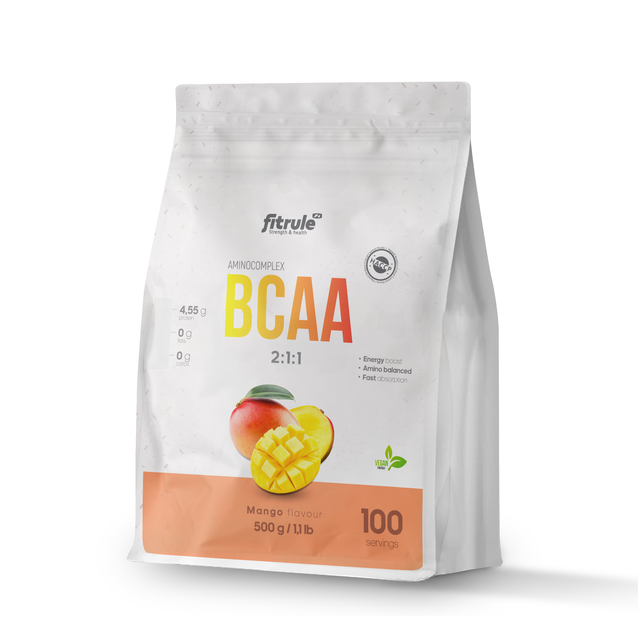 Аминокислоты Fitrule BCAA Powder манго 500 г 1490₽